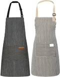 2 Pcs Adjustable Apron, Cooking Kitchen Chef Aprons with Pocket for Home, Restaurant