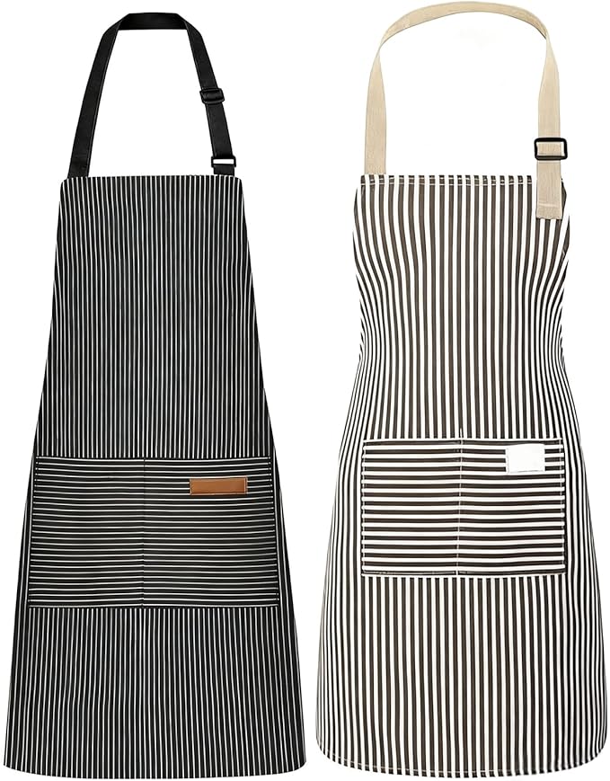 2 Pcs Adjustable Apron, Cooking Kitchen Chef Aprons with Pocket for Home, Restaurant