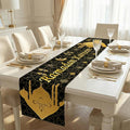Ramadan Table Cloth, Seutgie Ramadan Decorations for Table 13.8*70.87 inches Black and Gold Islam Muslim Decor