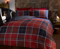 Argyle Single Quilt Duvet Cover and Pillowcase Reversible Bedding Bed Set, Tartan Check - Red
