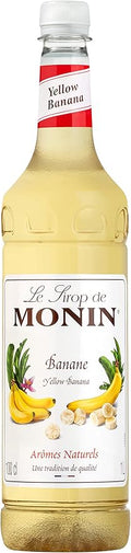 MONIN Premium Yellow Banana Syrup 1L for Cocktails and Mocktails. Vegan-Friendly, Allergen-Free, 100% Natural Flavours and Colourings. Pair with Caramel for Banoffee Syrup