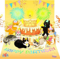 Birthday Cards, Cat MUSIC & LIGHTS & BLOWABLE CANDLE Funny 3D Pop up Happy Birthday Card, Birthday Gifts for Women Men Cat Lover Kids Wife Husband Sister Friends Meow Cat