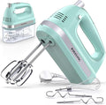 Hand Electric Mixer, 300W Ultra Power Food Kitchen Mixer with 5 Self-Control Speeds + Turbo Boost, 5 Stainless Steel Attachments Handheld Blender for Baking, GREEN