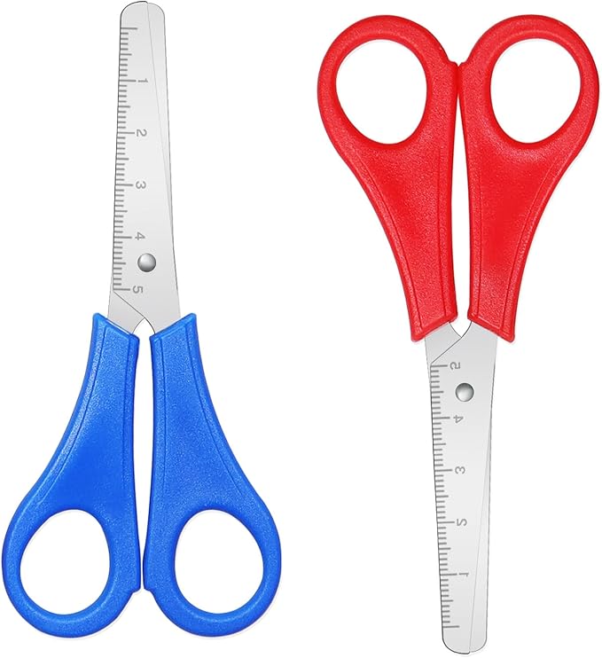 2Pcs Blunt Tip Kids Scissors with cm Scale, Children Safety Scissors for DIY Craft, Kids Scissor for Scrapbooking