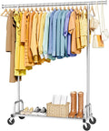 Clothes Rail – Heavy Duty Clothes Rack with Wide Fixed Rod, Built-In Mesh Shelf, Space-Saving Clothing Rail for Bedroom, Laundry Room, Entryway, 116 x 43 x 150 cm, Silver