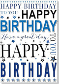 Open Birthday Card - Script Blue & Silver - 7.5" x 5.25" 004