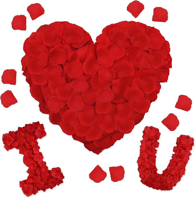 3000PCS Rose Petals for Bedroom, Artificial Silk Rose Flowers Fake Red Roses Petals for Valentine's Day,Romantic Night,Wedding,Proposal,Anniversary Decorations
