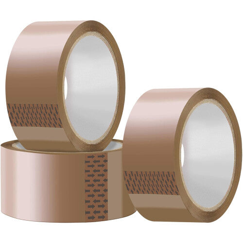 (Brown) Tape 3 Roll Parcel Tape 48mm x 66M Heavy Duty Secure and Sticky Fragile Packing Tape