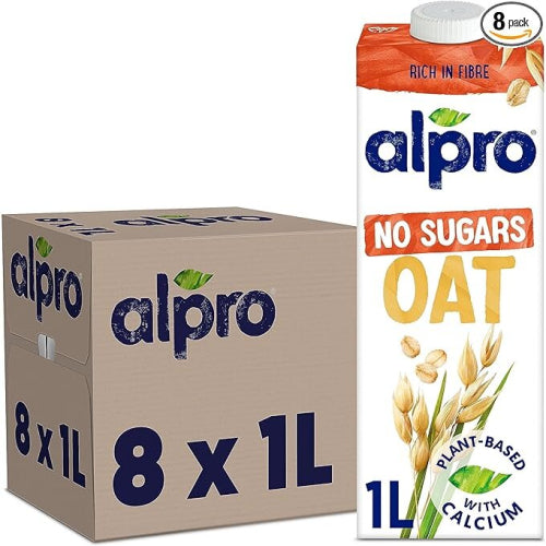 Alpro Oat No Sugars Plant-Based Long Life Drink Vegan/Dairy Free 1L Pack of 8