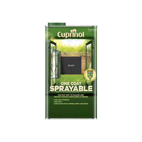 Cuprinol Spray Fence Treatment Black 5L â€“ One-Coat, Quick-Drying, Wax-Enriched Colour (5355970)