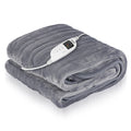 (130x160 cm Over Blanket) Grey Electric Throw Heated Fleece Over Blanket