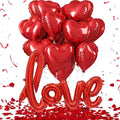 Nikolaus Valentine's Day Decorations Kit, 10pcs Red Heart Foil Balloons, 1 Love Foil Balloon, 500pcs Fake Rose Petals, Romantic Decor for Couples, Unisex Adults