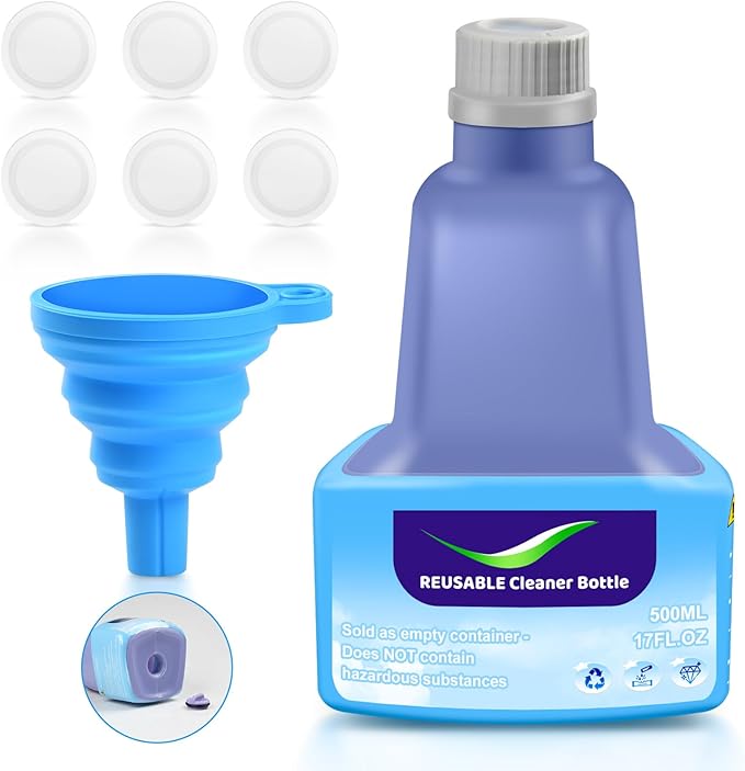 500 ML Replacement Bottle for Flash® Power Spray Mop™, Refillable, Leak-Free HDPE Solution Bottle, 17 FL OZ with 6 Sealing Pads and 1 Folding Funnel