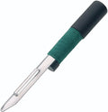 KitchenCraft Traditional Lancashire Potato Peeler, Plastic/Stainless Steel Peeler for Kitchen, Black/Green, 16cm (6.5'')