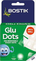 Bostik Glu Dots on a Roll Clear - 200 Dots Pack - Removable Double Sided Adhesive - Instant Fixing & Crafts - Easy to Use No Mess