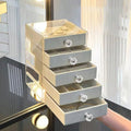 (8-Grey) Square Large Capacity Earring Necklace Jewelry Storage Box Anti Oxidation Exquisite Transparent Drawer Style Jewelry Display Box