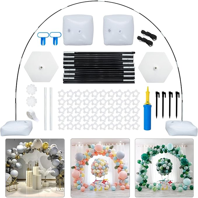 Reusable Balloon Arch Stand Kit with Base, Adjustable Balloon Arch Frame 10FT Wide & 9FT Tall for Graduation Wedding Birthday Baby Shower Party Supplies Halloween Decoraitons (Black)