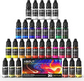 Professional Alcohol Ink Set 30 Colours - Vibrant & Metallic Epoxy Resin Paint, 10ml Each for Resin Art, Tumblers, Jewellery Making, Painting on Ceramic