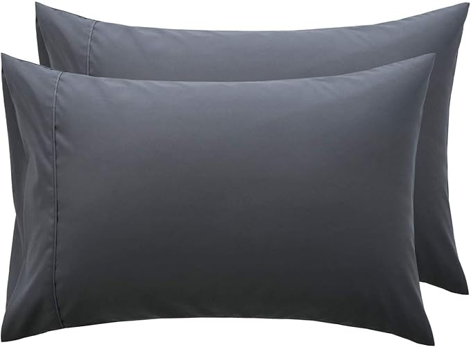 Black Pair of Pillowcases 100% Egyptian Cotton 200 Thread Counts, Pillow Cases 2 Pack