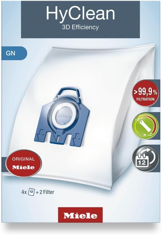 Miele 9917730 HyClean 3D Efficiency GN Vacuum Cleaner Bags, Reliably Keep Dust Inside the Vacuum Cleaner