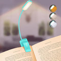 Gritin 16 LED Reading Light, Book Light 3 Eye-Protecting Modes Reading Lamp (White/Amber/Mixed) - Stepless Dimming, Rechargeable, 4-Level Power Indicator, Flexible Clip on Book Lamp- Blue