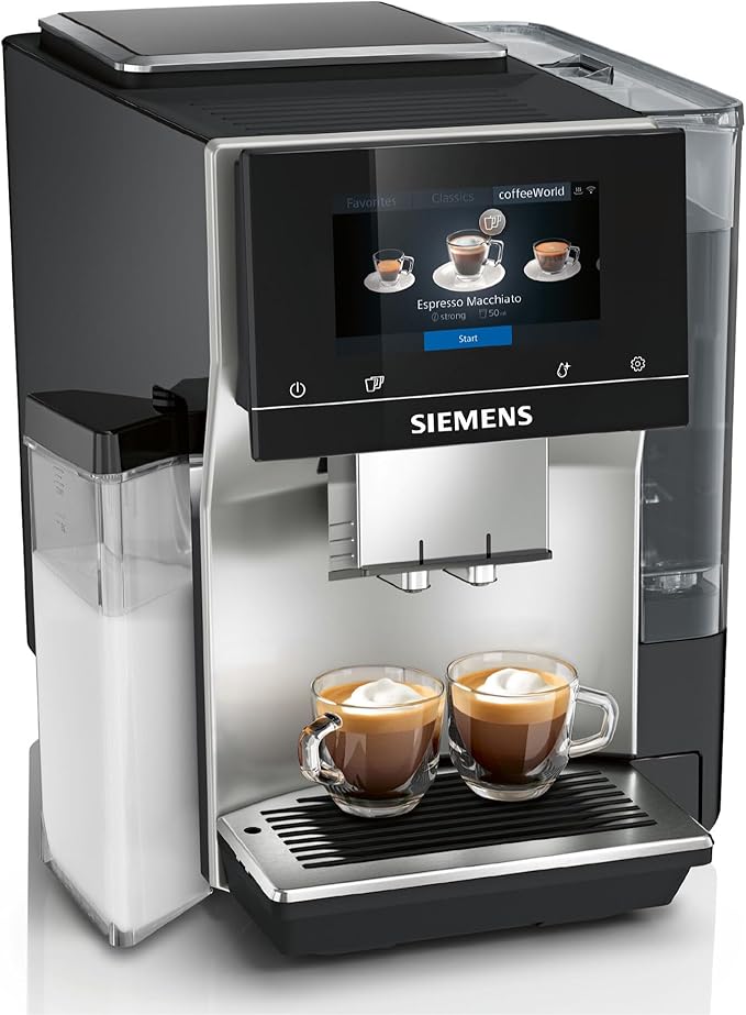 SIEMENS EQ700 Fully Automatic Bean to Cup Coffee Machine, 5" Touch Screen Display, Cold Brew/Slow Brew, Integrated Milk Container, 30+ Coffee Beverages, Home Connect, TQ713GB3