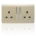 Trendi 2 Gang Artistic Modern Glossy 13 Amp Switched Tactile Plug Socket Champagne Gold