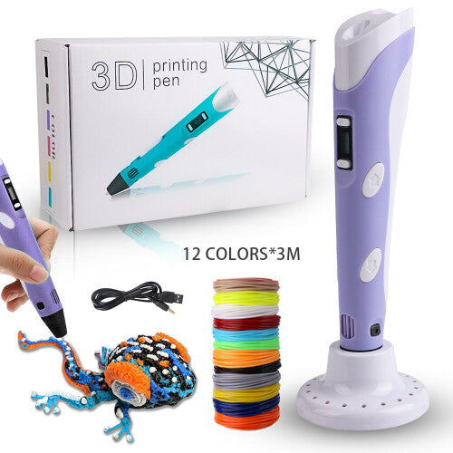 (Purple) 3D Printing Pen, 3D Doodler Pen with LCD Screen UK