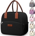 HOTOR Lunch Bags for Women & Men - Wear-Resistant & Leak-Proof Insulated Lunch Bag with Large Capacity, Multi-Functional Cooler Box for Office, Picnic, Black, 27.0×15.0×24.0 cm