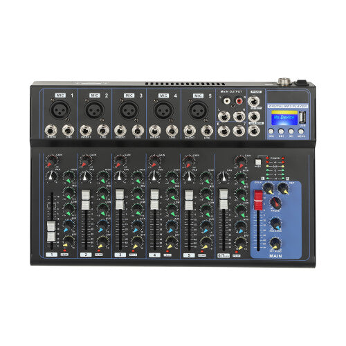 DJ Mixer,Bluetooth Portable Audio Mixer,7-Channel Bands Mixing Boards