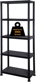 3/4/5 Tier - Plastic Shelving Unit | Garage Shelving Units | Storage Shelves | Shelving Units for Storage | Plastic Racking | Racking Shelving Unit Warehouse, Garage, Shed, and Workshop (5 Tier)