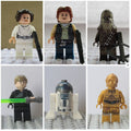6PCS Star Wars Custom Fit Lego Mini Figures Toys Han Solo Luke Chewbacca R2D2