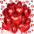 Red Heart Balloons, 12Pcs 18Inch Red Foil Heart Shaped Love Balloons, and 50Pcs Heart Hanging Streamer for Valentines Decorations, Birthday, Proposal, Wedding Party
