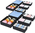 12 Pack Drawer Organisers Foldable Storage Box - Fabric Clothes Wardrobe Storage Drawer Dividers Cubes for Socks, Underwear, Ties, Bedroom (Black)