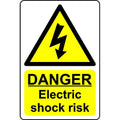Danger electric shock risk safety sign - Self adhesive sticker - 200mm x 150mm