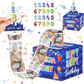 ZAOHUI Happy Birthday Money Box Cash Gift Pull, Surprise Money Gift Box with DIY Stickers for Any Age, Money Gift Ideas for Pull Out Cash with 50pcs Transparent Bags