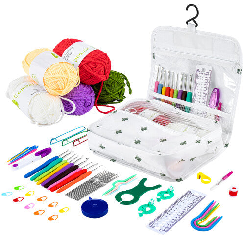 61Pcs Crochet Hook Yarn Ergonomic Kit Knitting Needle Sewing Tool