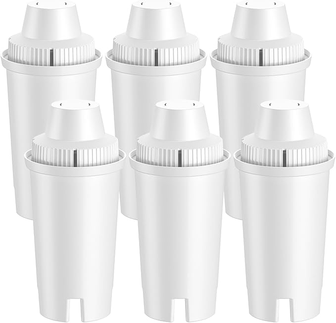6 Universal Water Filter Cartridge Compatible with Brita Classic Water Filter Jug, Brita Jugs, Dispensers, Classic OB03, Everyday, UltraMax, Metro+, XL, Mavea 107007 35557