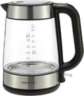 Amazon Basics Electric Glass Kettle, 1.7 Litres, Black, Silver