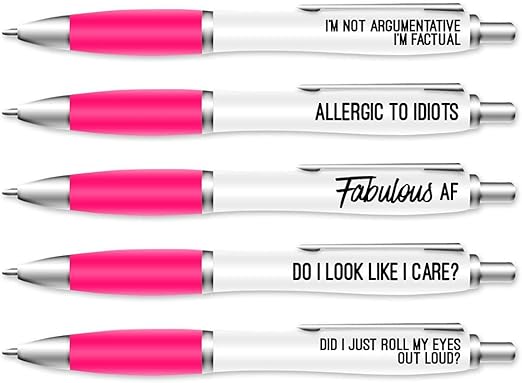 Silly Sentiments Roll My Eyes Out Loud Funny Pen Pack - Birthday Gift For Her - Funny Birthday Gift - Leaving Gift - Funny Gift For Friend