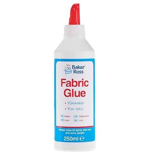 Baker Ross FX812 Fabric Glue - 250ml Bottle, Fabric Glue for Crafts