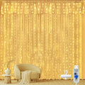 Ollny Curtain Lights Indoor Outdoor, 300LED 3mx3m Christmas Window Fairy Lights, Waterfall Hanging String Light Waterproof with USB 8 Modes for Bedroom/Wedding/Party/Xmas Decorations, Warm White[Energy Class F]