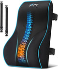 Lumbar Support Cushion, Memory Foam Back Support Cushion Lumbar Support for Office Chair, Car Seat, Recliner, with Extension Strap and Mesh Cover