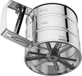 Flour Sifter 3 Cup for Baking, Crank Sifter with Professional Fine Mesh Baking Sifter Flour, One Hand Press Stainless Steel Flower Sifter, Excellent Flour Sieve Baker Dusting for Quick Sifting Omesata