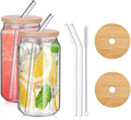 480ml Can Shaped Glass Cups Set, Drinking Glasses with Bamboo Lids and Glass Straw, Beer Glasses, Iced Coffee Glasses, Clear Cute Tumbler Cup, Ideal for Cocktail, Coke, Soda(2pcs)