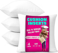 Luxury Hollowfibre Pack of 4 Cushion Pads Inners Inserts 18x18 inches (45 x 45 cm) - White Square Cushion Fillers with Anti Dust Mite Down Proof Cover & Soft Polyester Filling for Sofa, Bed & Couch