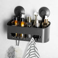 ilikable Vacuum Suction Cup Shower Caddy Drill-Free Non-Removable Waterproof Bathroom Wall Mount Shower Organizer Basket for Shampoo Conditioner Razors Soap - Dark Grey
