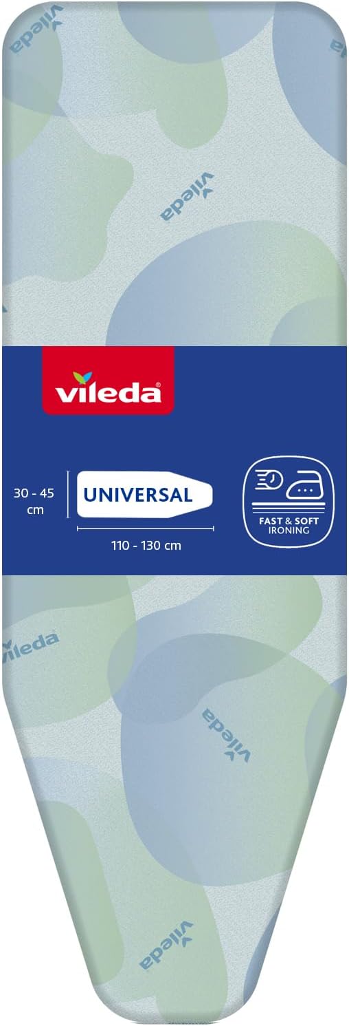 Vileda 2-in-1 Premium Ironing Board Cover, Color May Vary, Fits boards 110-130 x 30-45 cm
