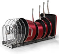 Homiu Expandable Pots Pans Organiser | Pan Organiser for Cupboard |10 Adjustable Divider | Rack for Cabinet | Cupboard Kitchen Cookware Organiser Bakeware Lid Plate Holders