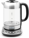 Haden Richmond Kettle – Electric Variable Temperature Fast Boil Kettle, 3000W, 1.7Litre, Brushed Stainless-Steel & Glass, Silver